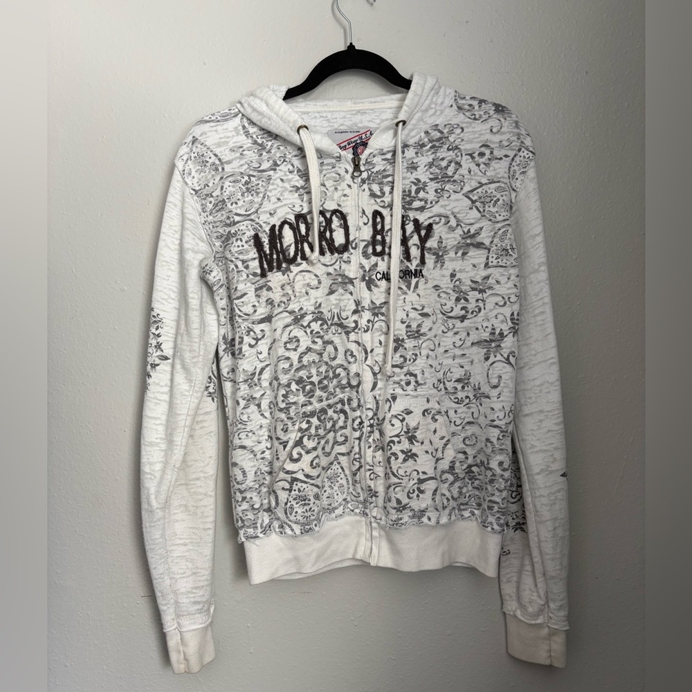 White and Gray Zip-Up Hoodie